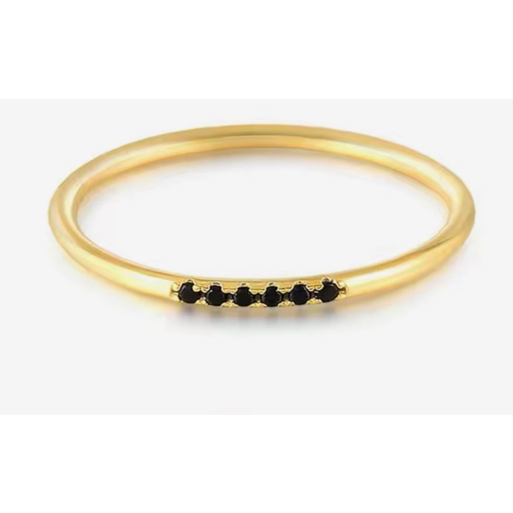 Dainty Black Onyx Yellow Gold Ring | Gold‎ S925